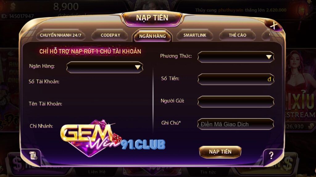 Cơ chế nạo rút tiền tại Gemwin xử lý nhanh chóng