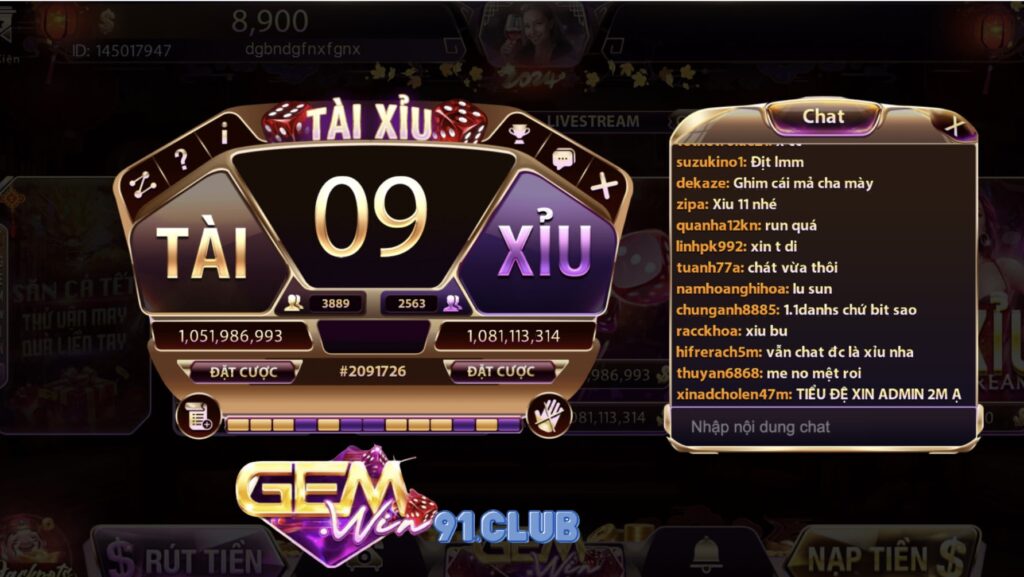 Tài xỉu Gemwin tỷ lệ ăn cược cao siêu hấp dẫn